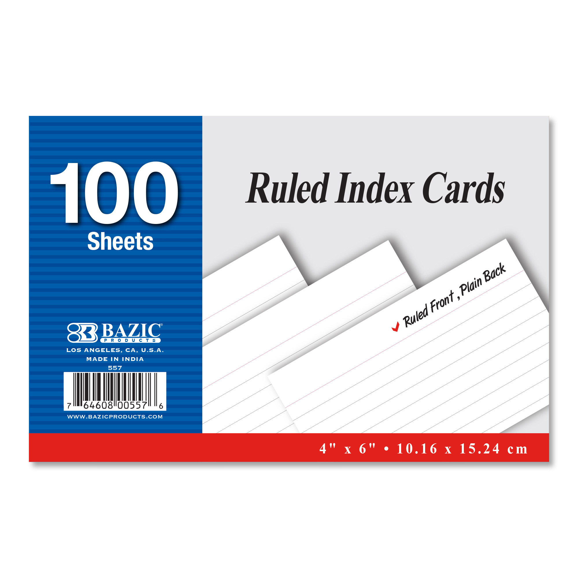   Basics Ruled Lined Index Note Cards, 500 Count, 5 Pack  of 100, White, 4 in x 6 in : Office Products