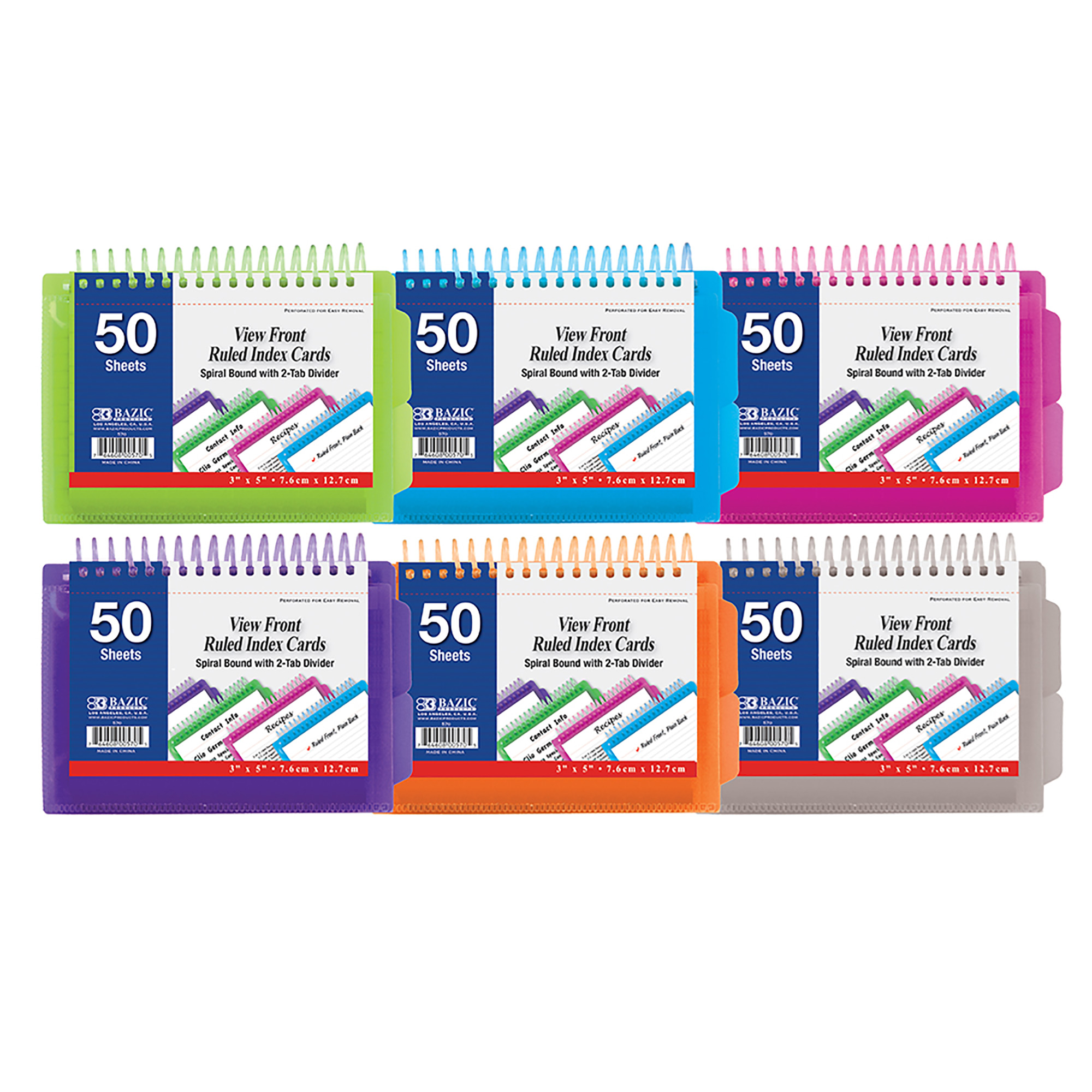 BAZIC 50 Ct. 5 X 8 Ruled White Index Card Bazic Products