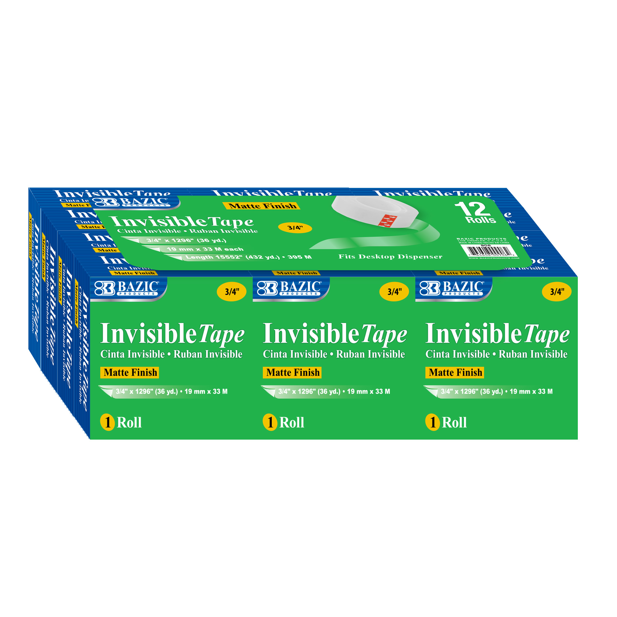 BAZIC 3/4 X 1296 Invisible Tape Refill (12/Pack) Bazic Products