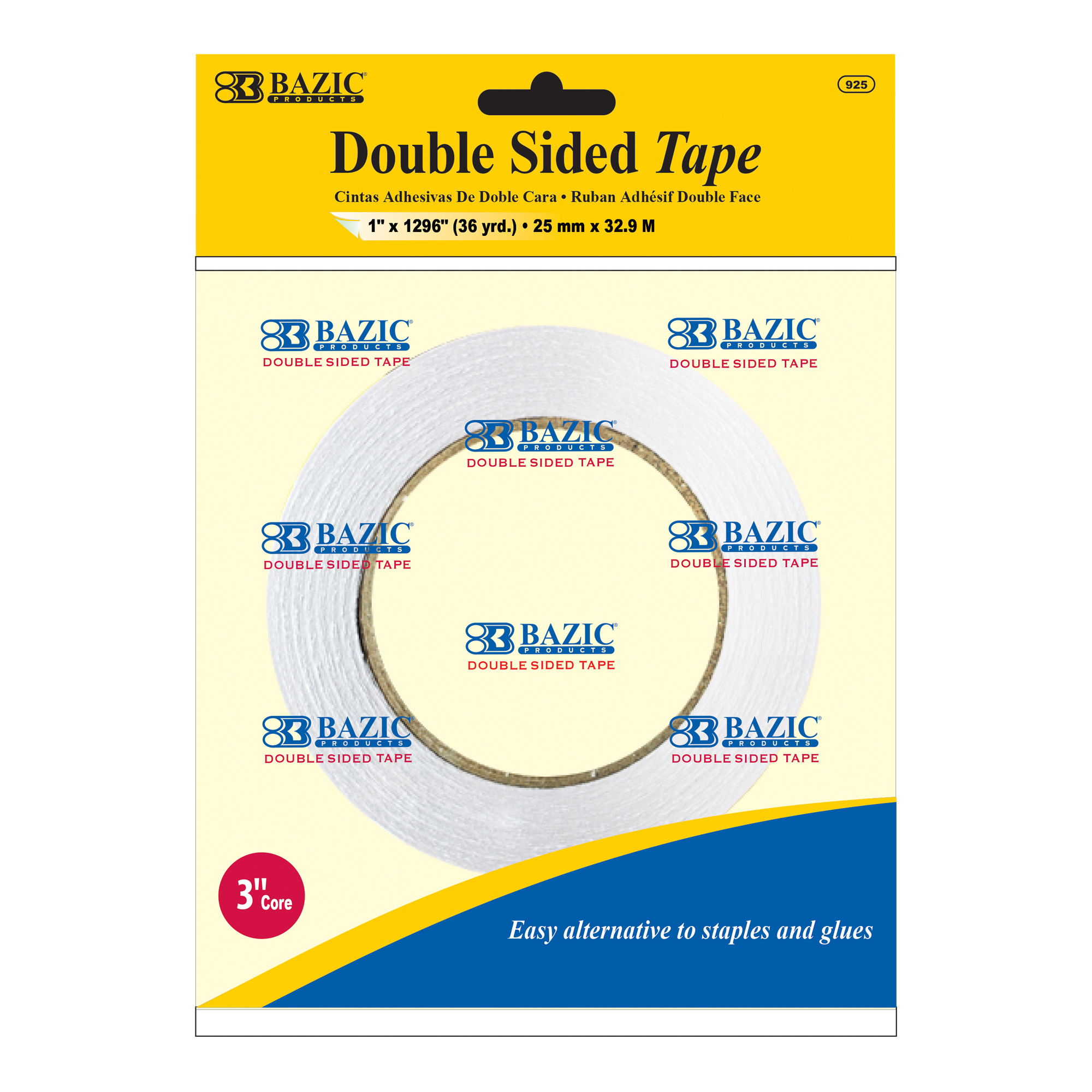 BAZIC Double Sided Permanent Tape 3/4 X 500 w/ Dispenser