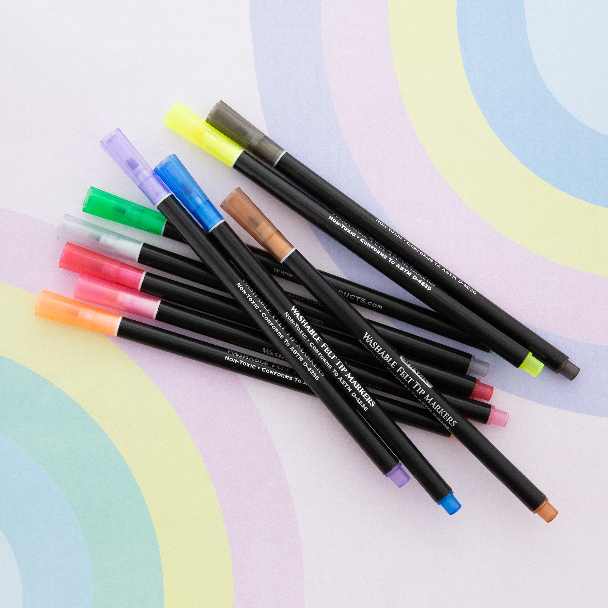 Washable Markers Felt Tip 10 | Bazic Colors Bazic Products Products