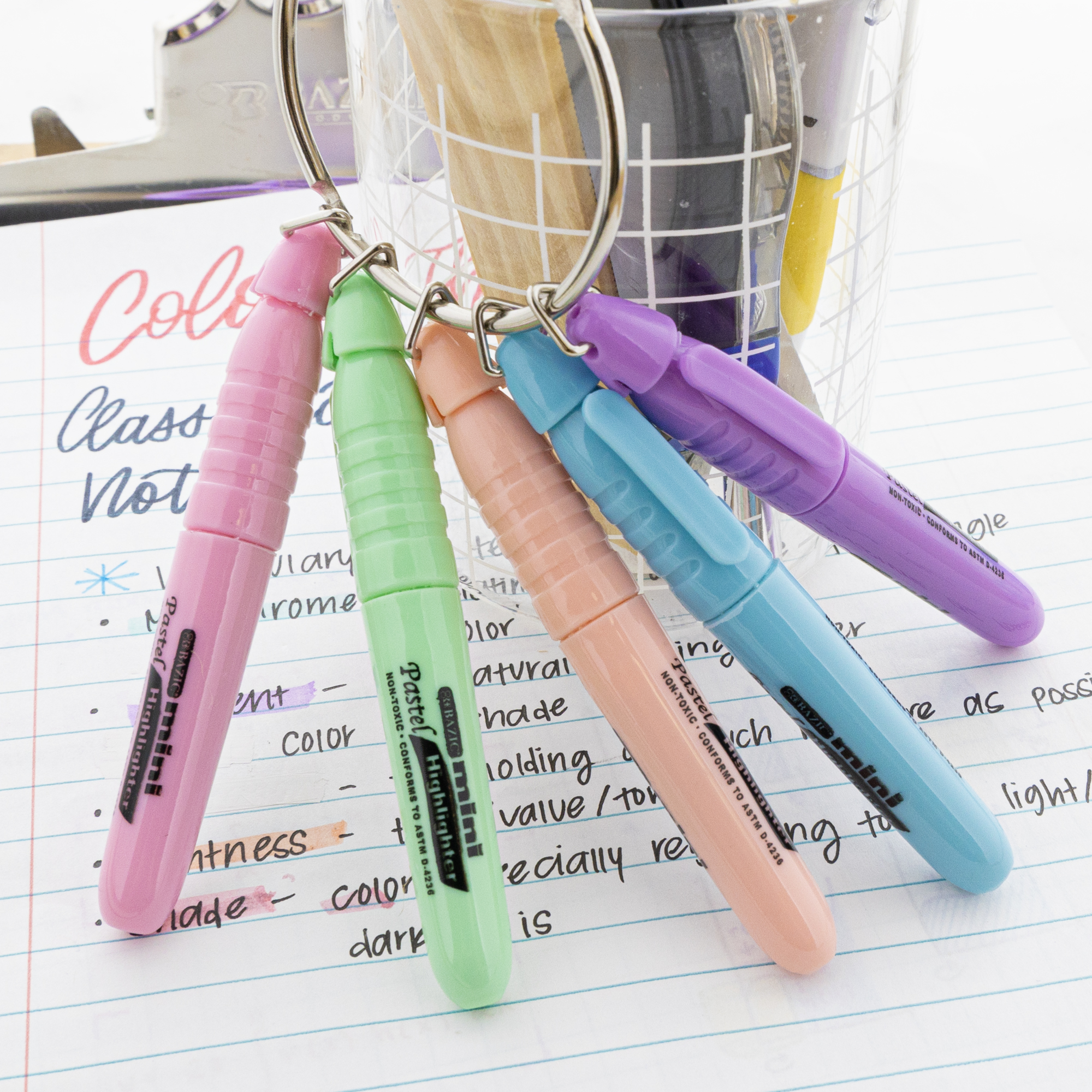 BAZIC Mini Highlighter w/ Pocket Clip, Assorted Color Chisel Tip