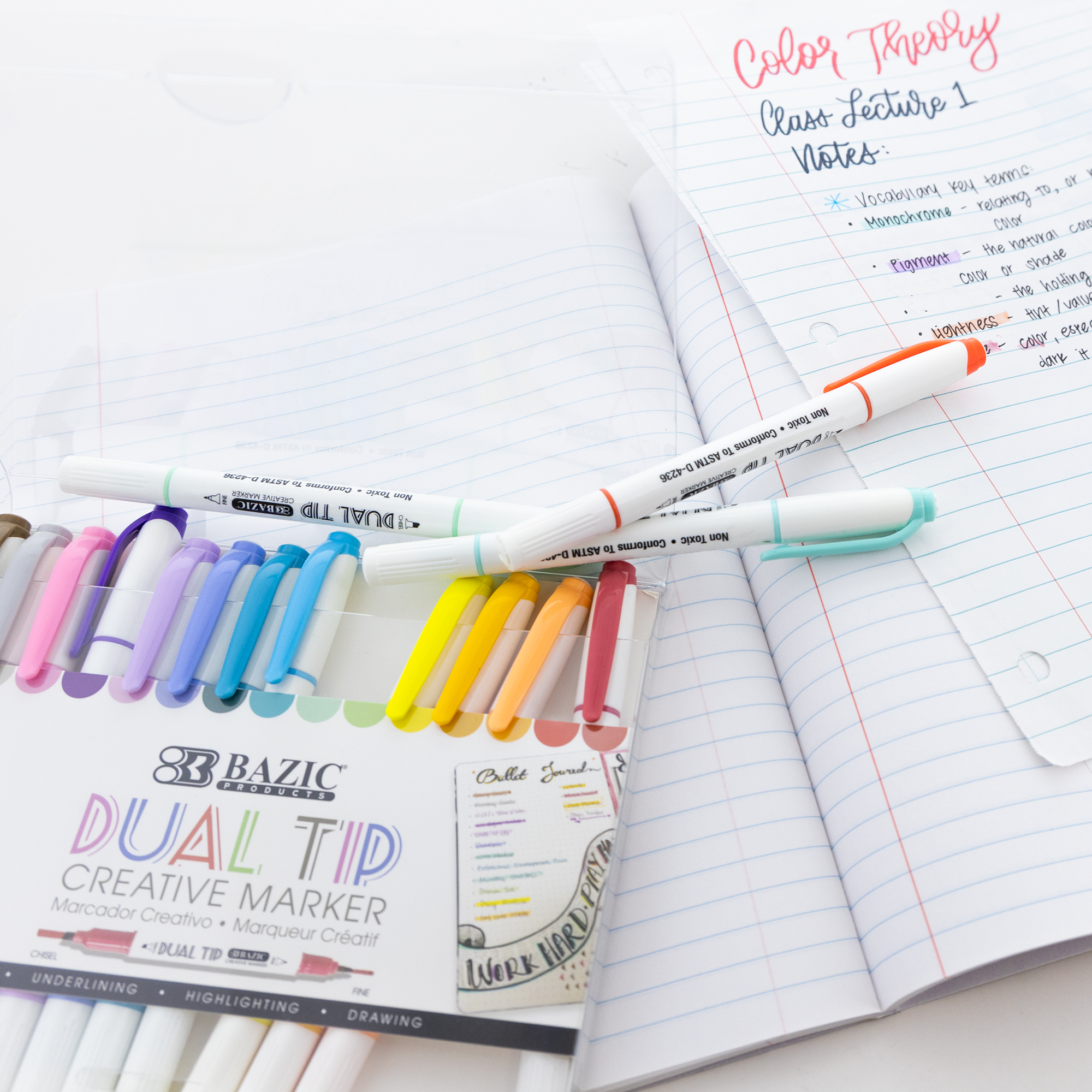 BAZIC Dual Tip Alcohol-Based Markers 6 Primary Colors - Bazicstore