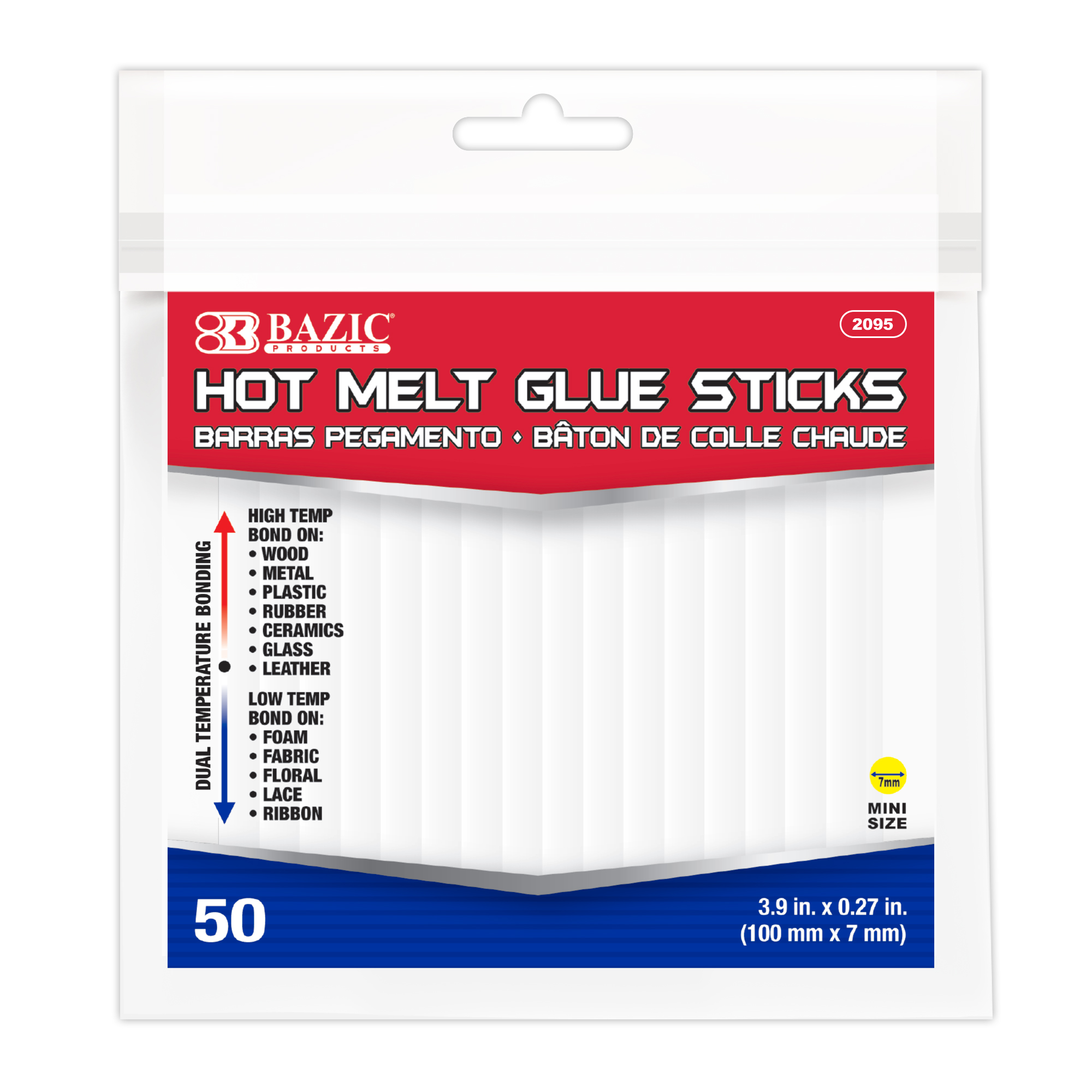 Hot Melt Glue Sticks Dual Temp. Mini Size 3.9″ x 0.27″ (50/Pack)